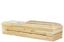 Haggai Casket, Solid Poplar Traditional Construction, Sanded Unfinished Slip Cap, Ivory Crepe Interior