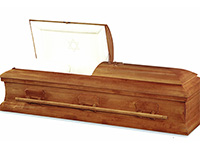 Tohar Casket, Maple Traditional Construction, Polished Caramel Finish, Natural Cotton Interior